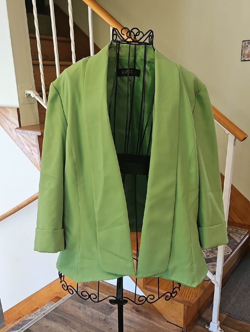 👚Kasper Lime Green Open-Front Blazer